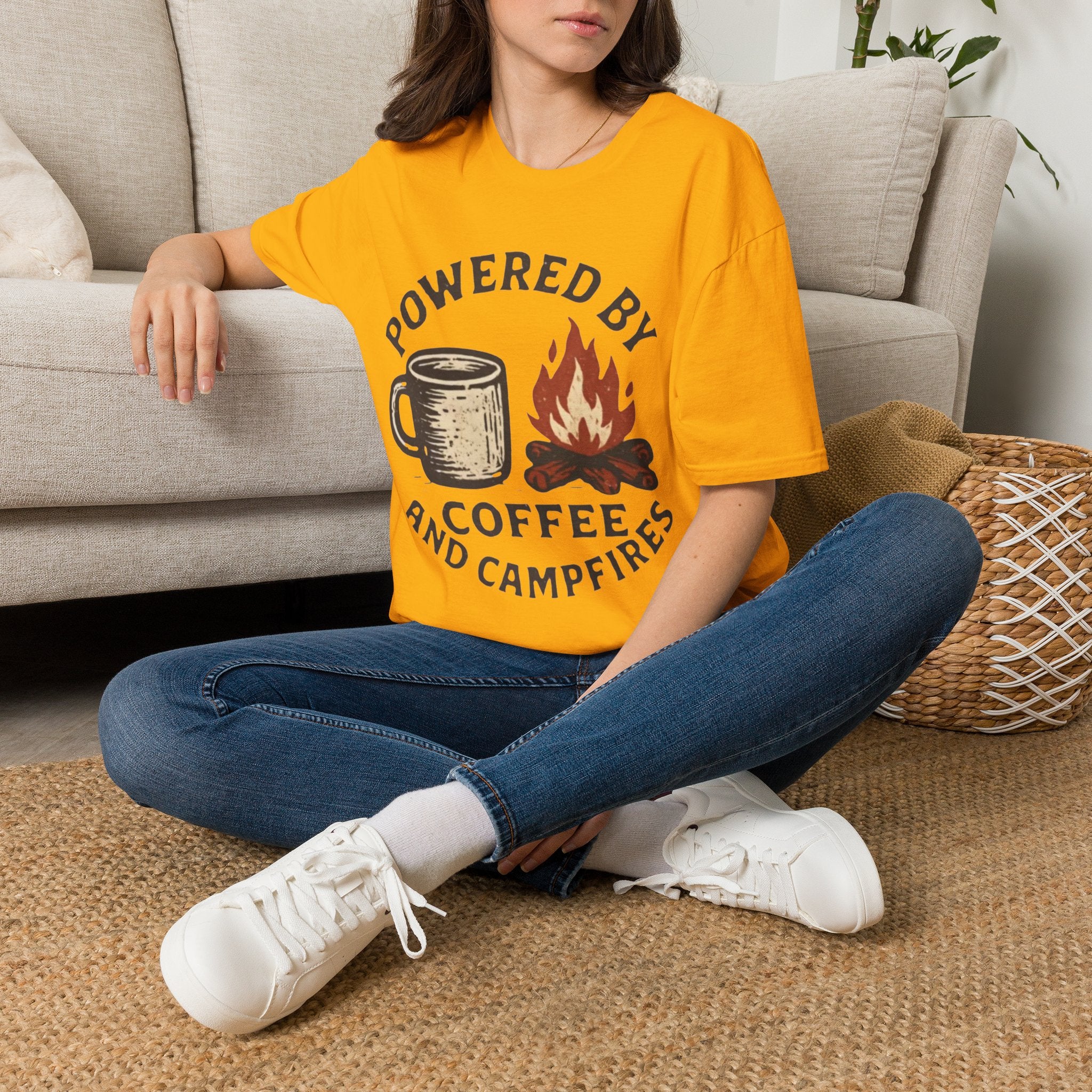 Powered By Coffee And Campfires Vintage Camping T-Shirt