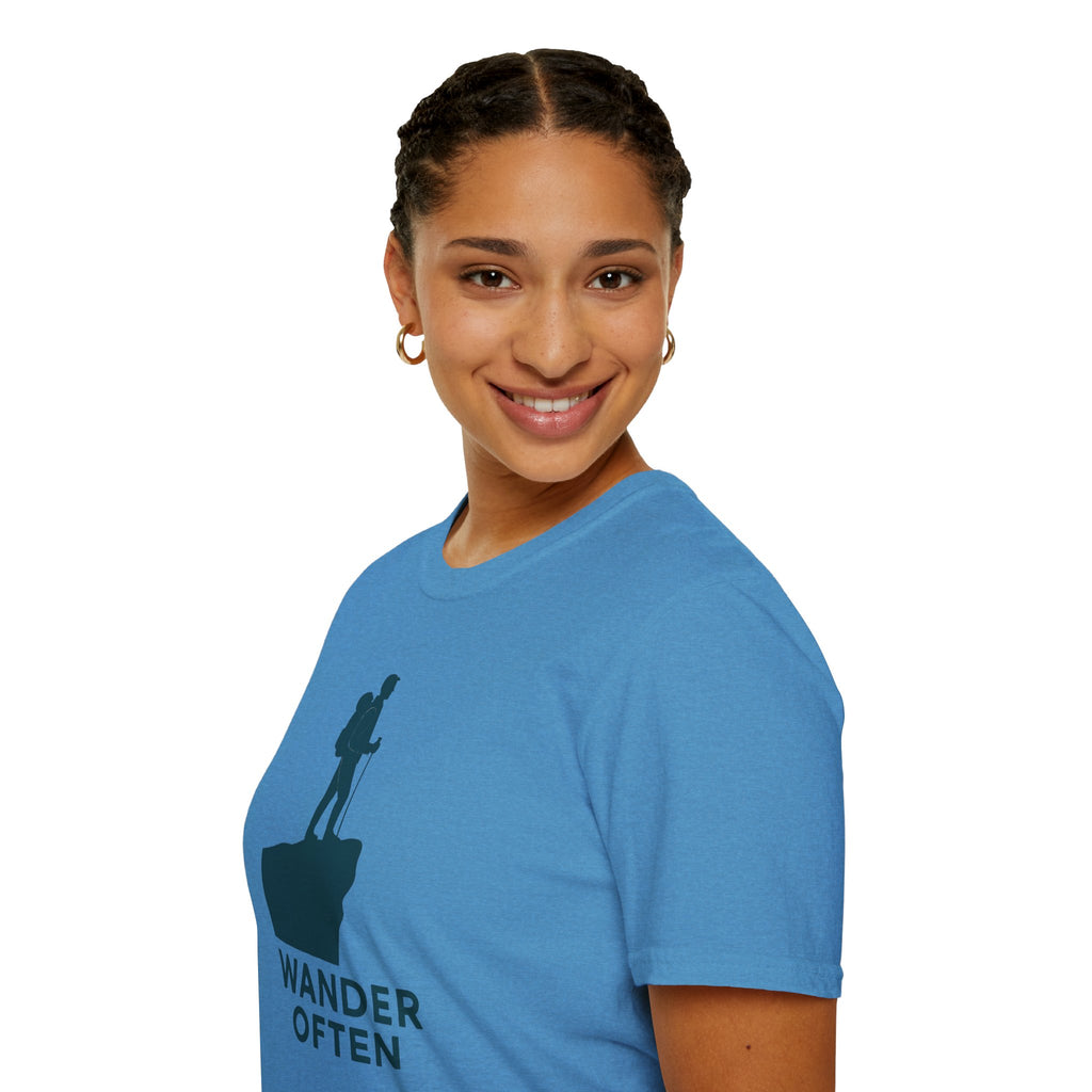 "Wander Often" Hiker on Cliff T-Shirt