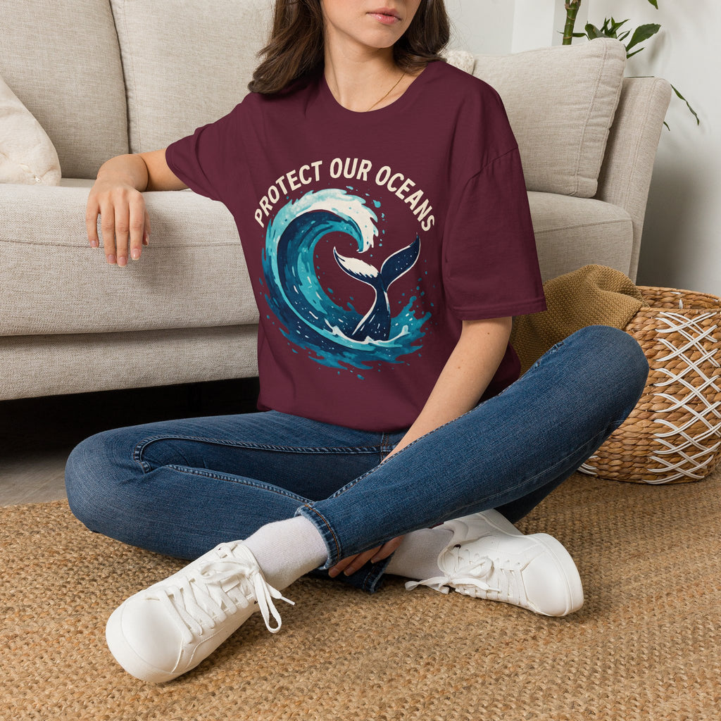 "Protect Our Oceans" Wave Whale Conservation T-Shirt
