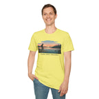 Outdoor T-Shirt — "Seeking Simple Treasures" Sunset Hiker Graphic