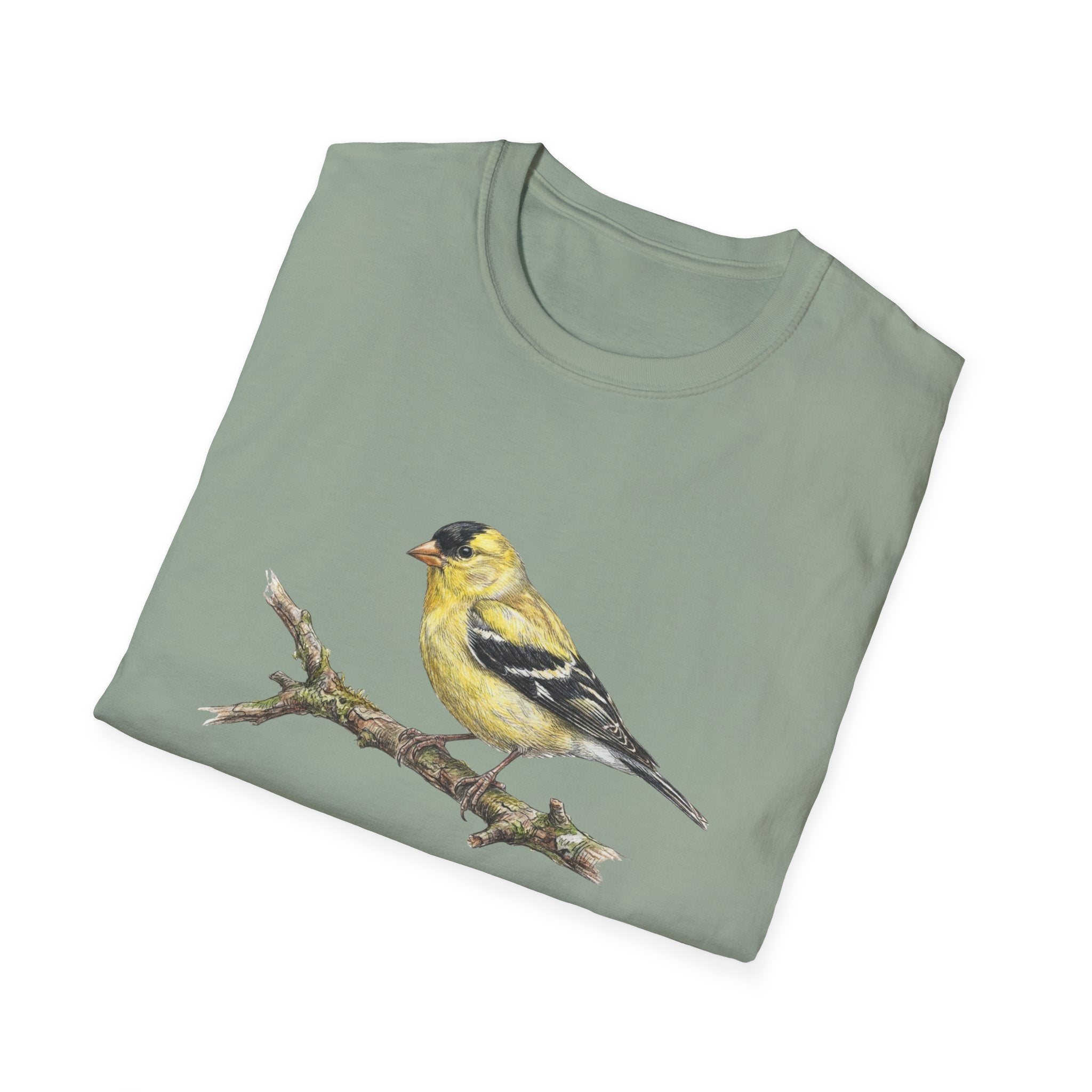 Goldfinch Bird T-Shirt – Vintage Watercolor Songbird Tee