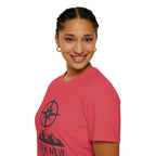"Seek New Trails" Compass Over Mountains T-Shirt