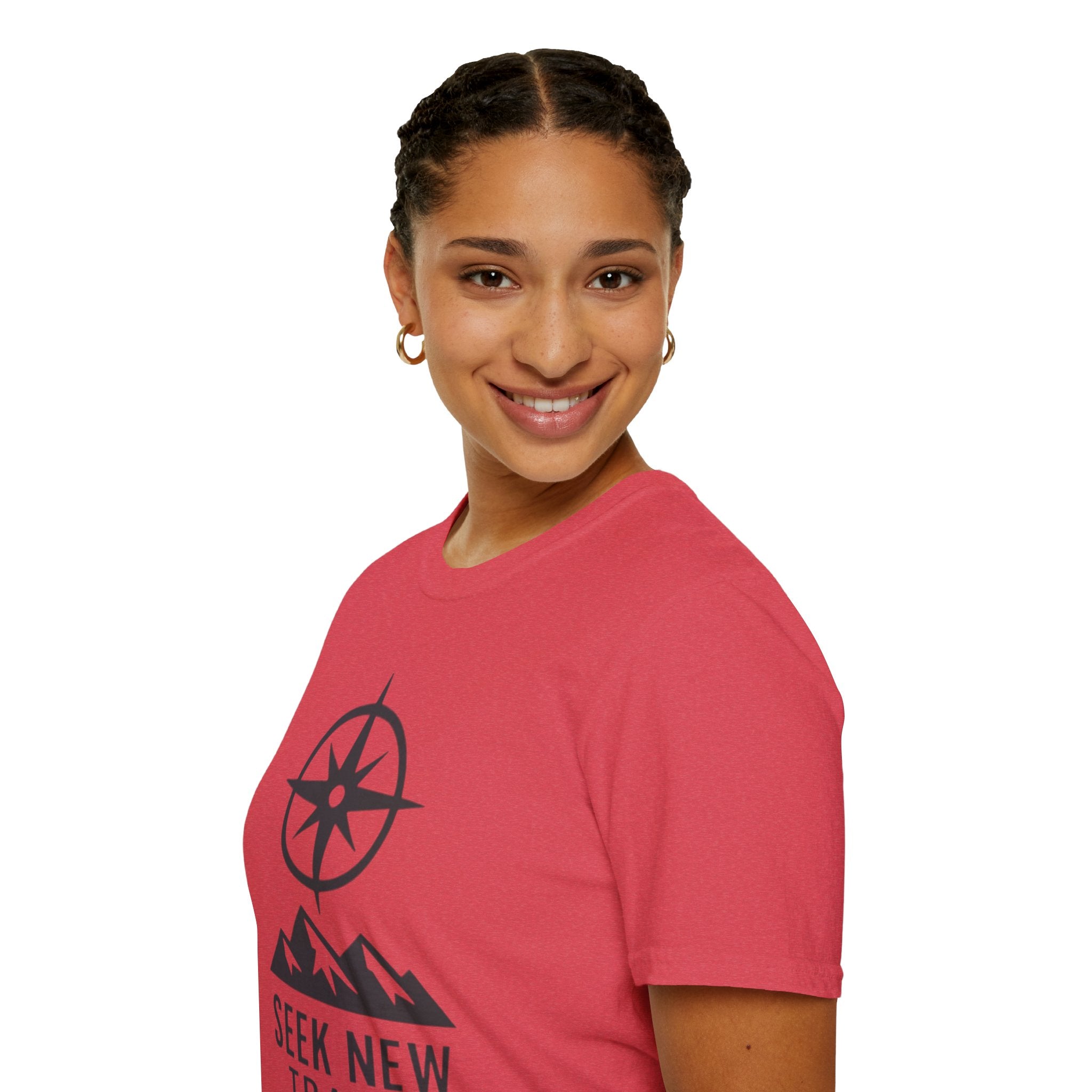"Seek New Trails" Compass Over Mountains T-Shirt