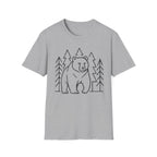 Bear & Pines T-Shirt — Minimal Line Drawing Woodland Tee
