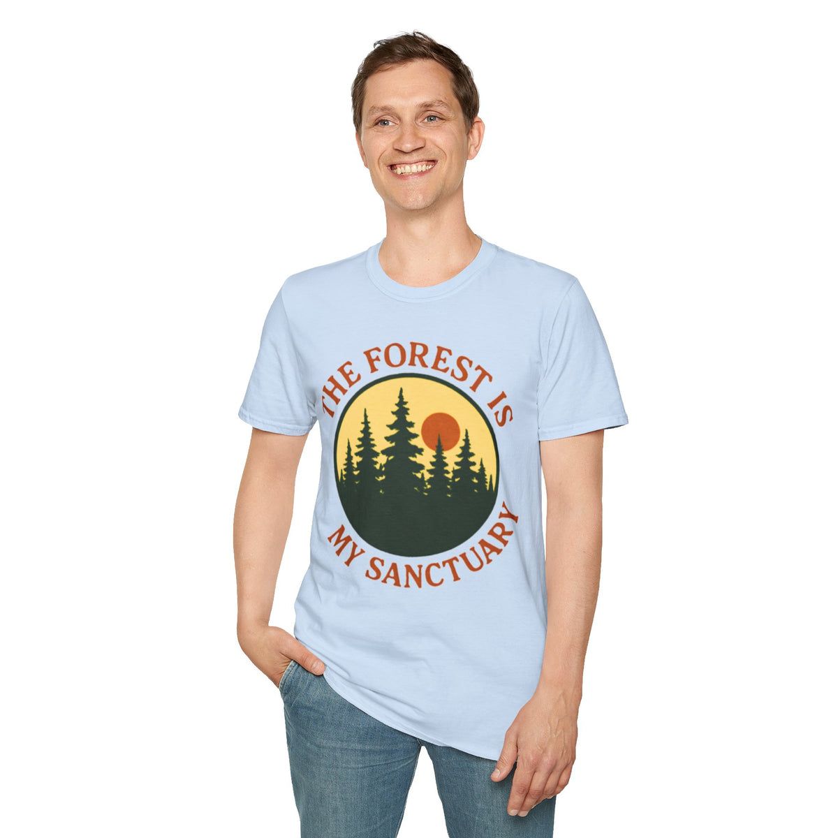 "The Forest Is My Sanctuary" Pines Sunset Graphic Tee Shirt