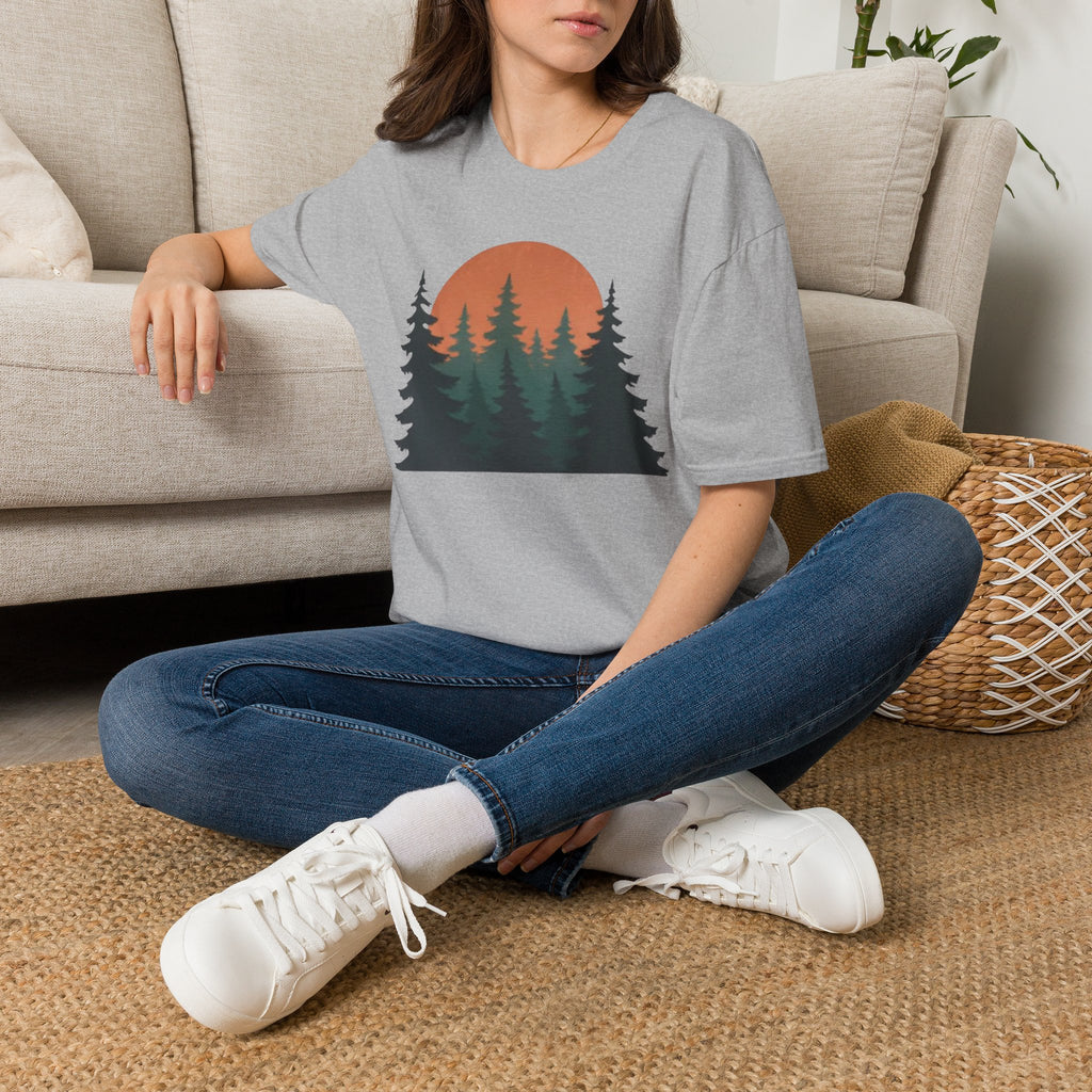 Nature Sunset T-Shirt — Vintage Pine Forest Tee
