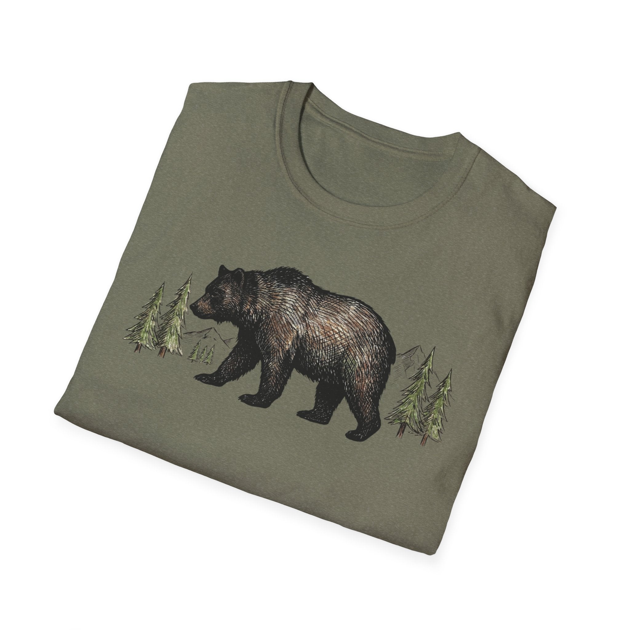 Bear & Forest T‑Shirt - Rustic Woodland Graphic Tee