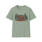 Vintage Cozy Cabin T-Shirt — Faded Pine Tree Cabin Tee