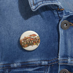 Autumn Mushroom Pin Button – Hand-Drawn Fall Fungi Badge
