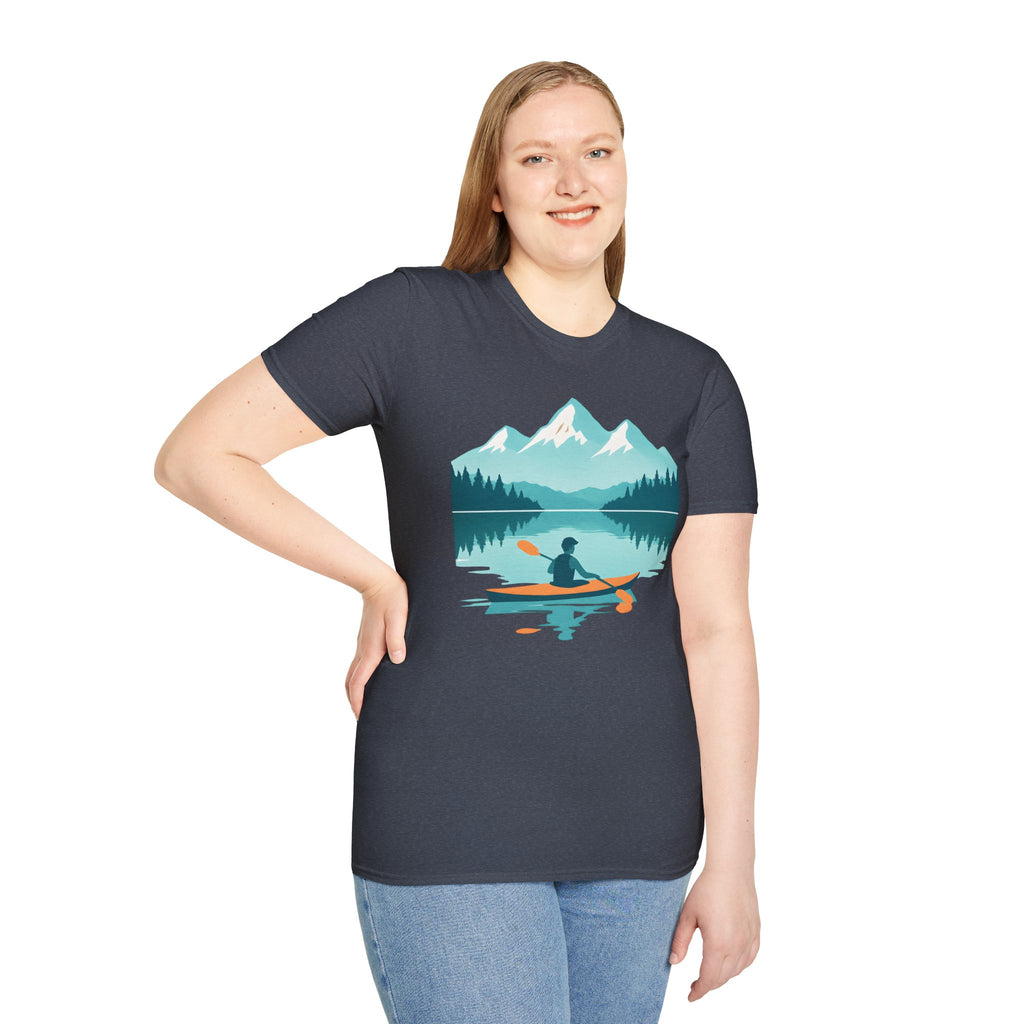 Kayaker on Serene Mountain Lake T-Shirt