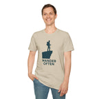 "Wander Often" Hiker on Cliff T-Shirt
