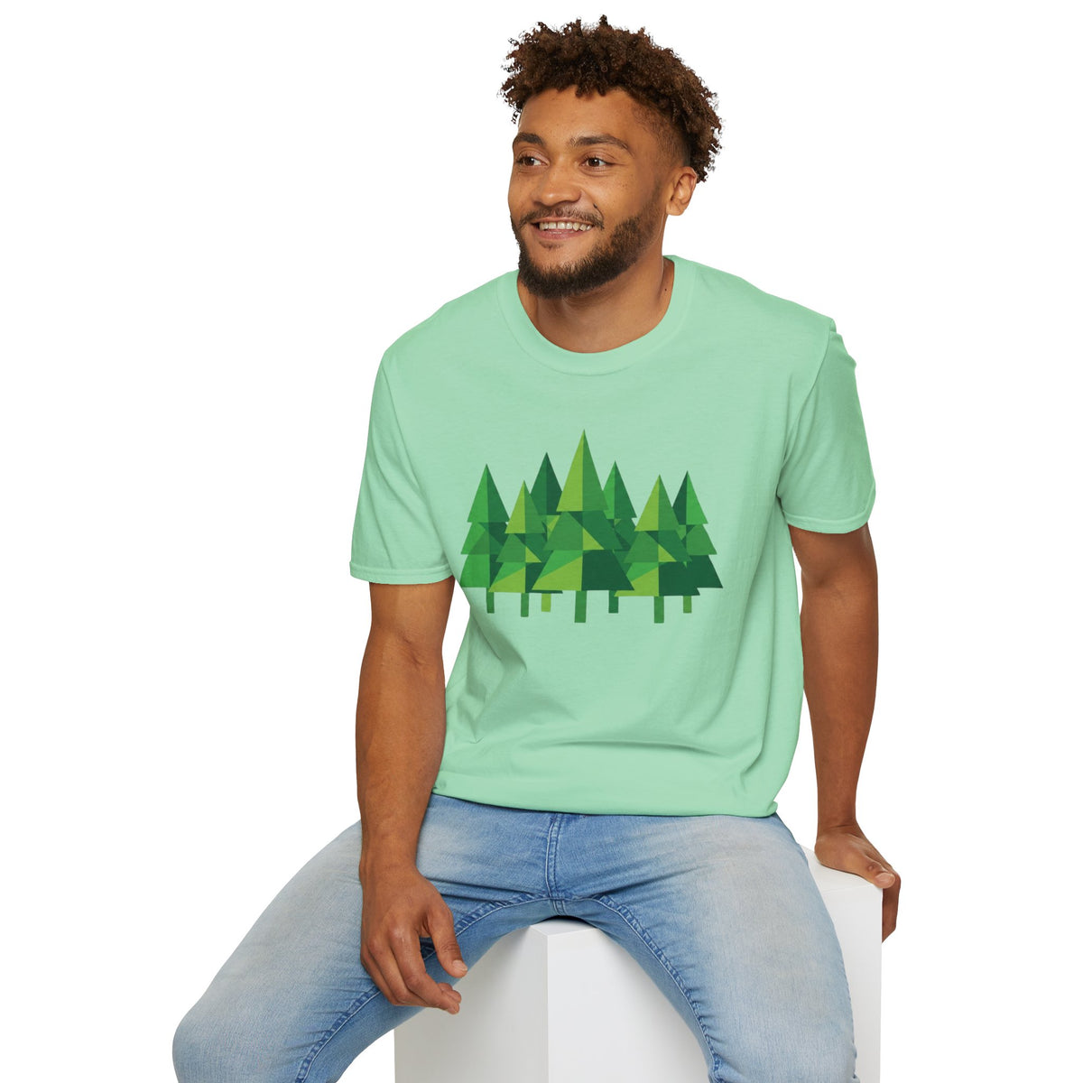 Forest Graphic T-Shirt — Minimal Green Pine Trees Tee