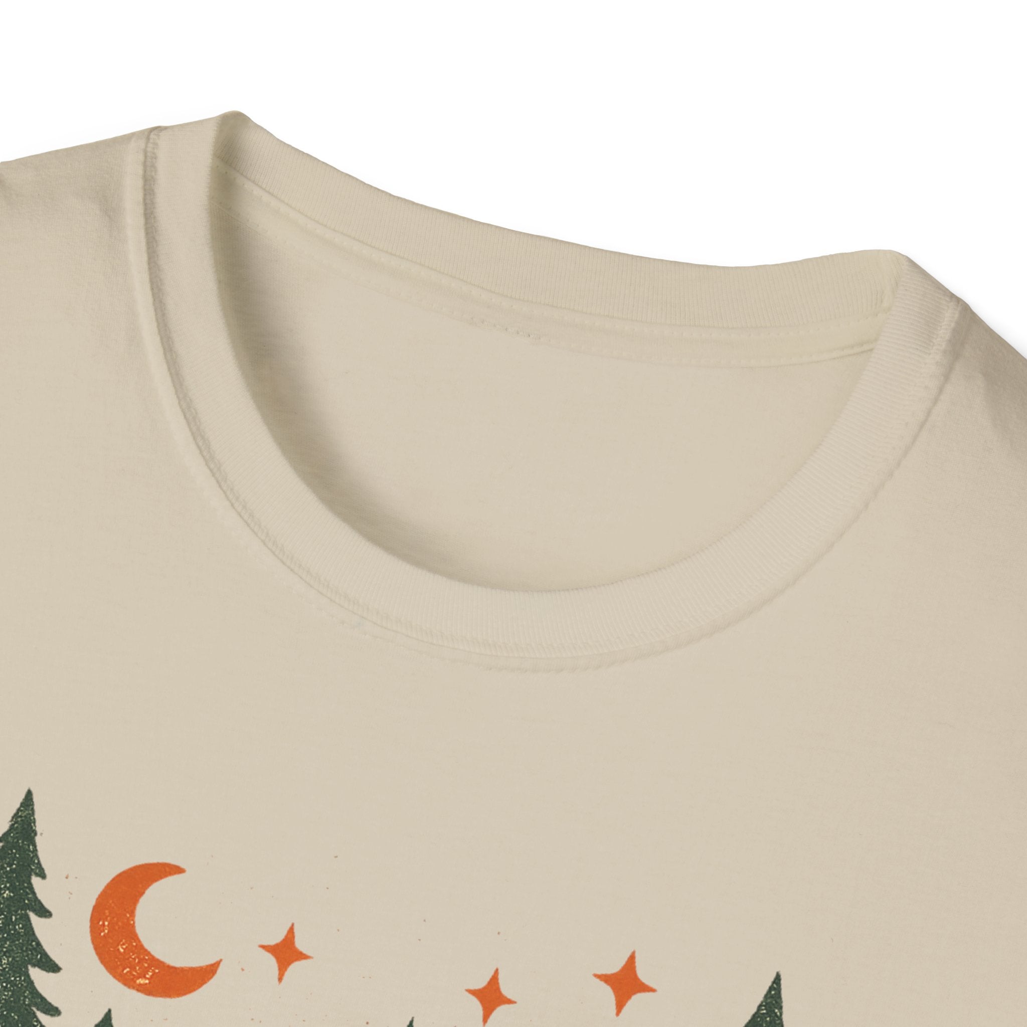 "Campfires & Good Times" T-Shirt — Retro Camping Tee with Bonfire, Trees & Coffee Mug