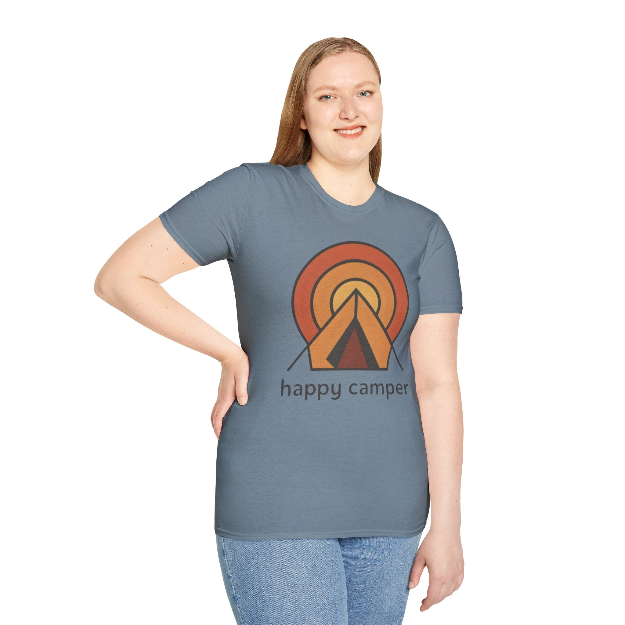 Happy Camper Retro Sunset Camping T-Shirt