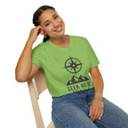 "Seek New Trails" Compass Over Mountains T-Shirt
