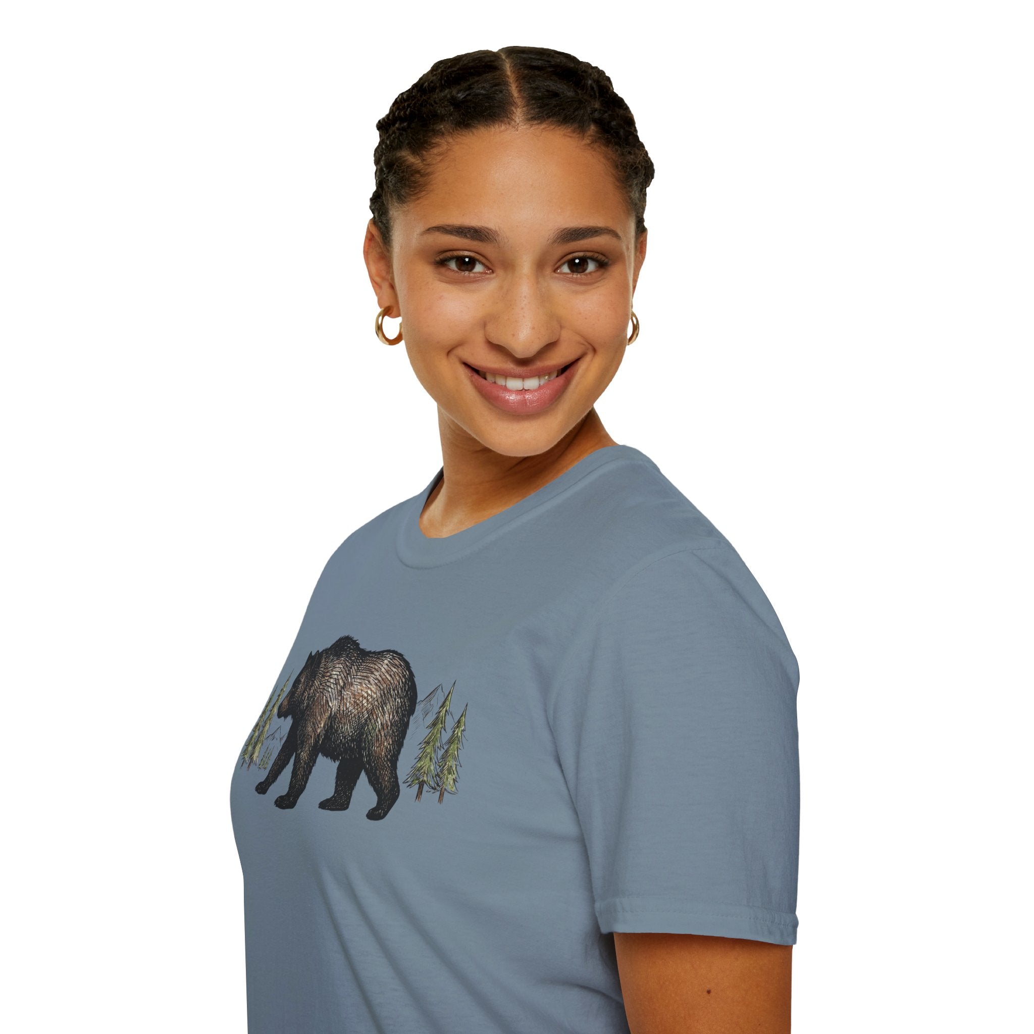 Bear & Forest T‑Shirt - Rustic Woodland Graphic Tee