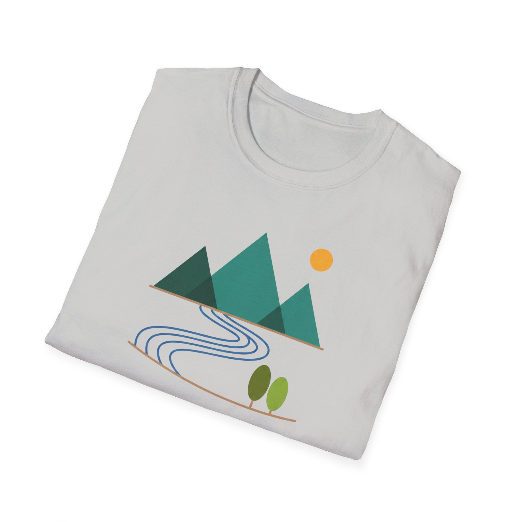 Minimal Mountain River T-Shirt — Nature Graphic Tee