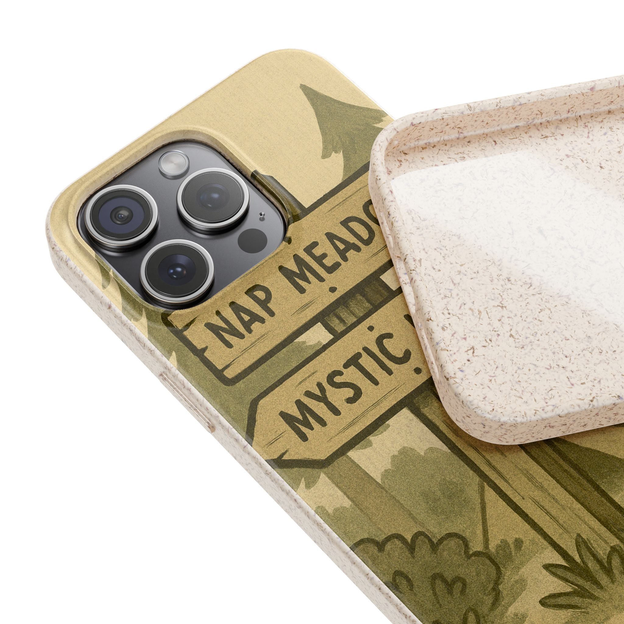 Biodegradable Phone Case — 'Nap Meadow' Mystic Lake Camping Design