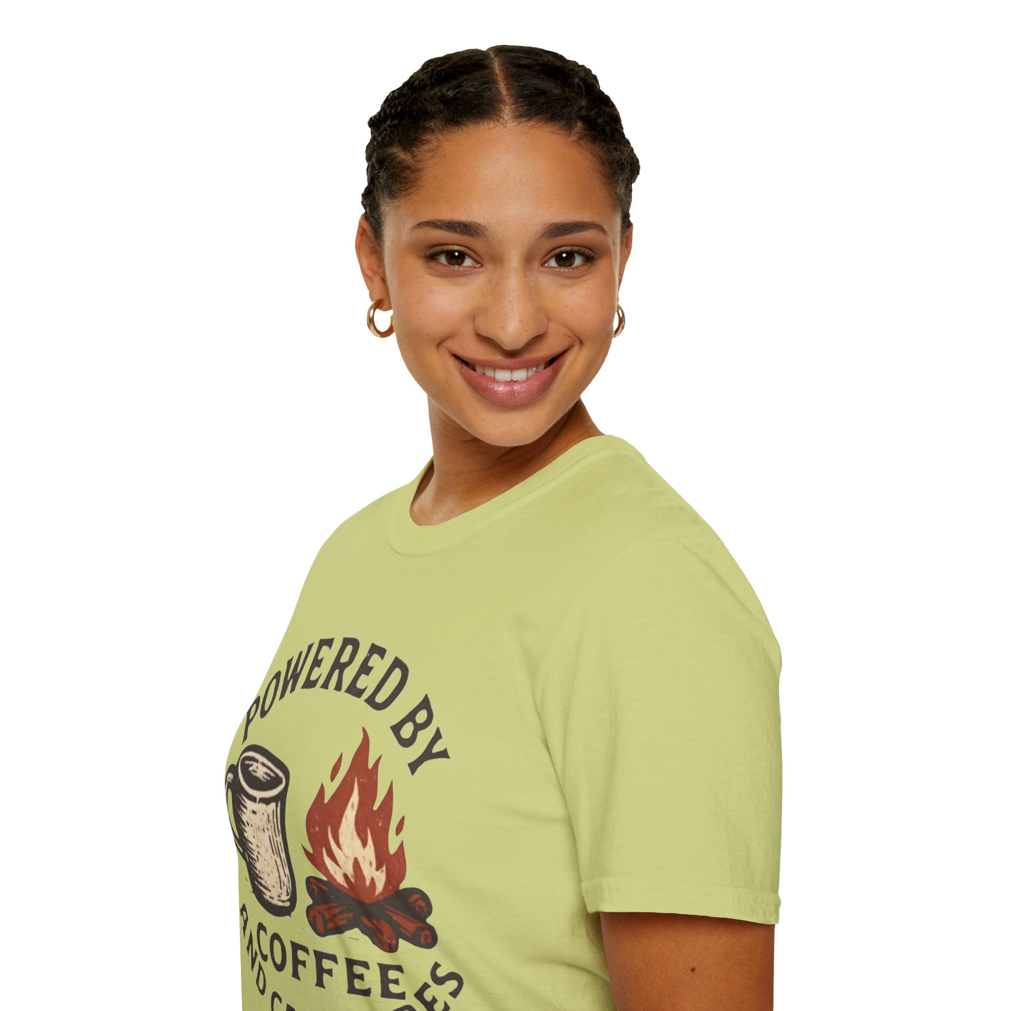 Powered By Coffee And Campfires Vintage Camping T-Shirt
