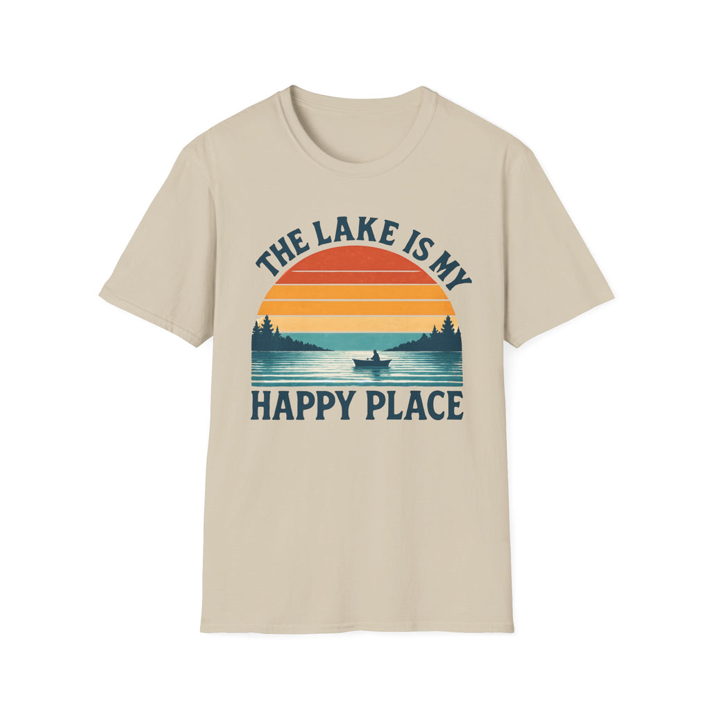 "The Lake Is My Happy Place" Canoe On The Lake At Sunset T-Shirt