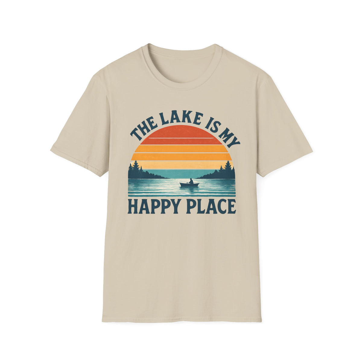 "The Lake Is My Happy Place" Canoe On The Lake At Sunset T-Shirt
