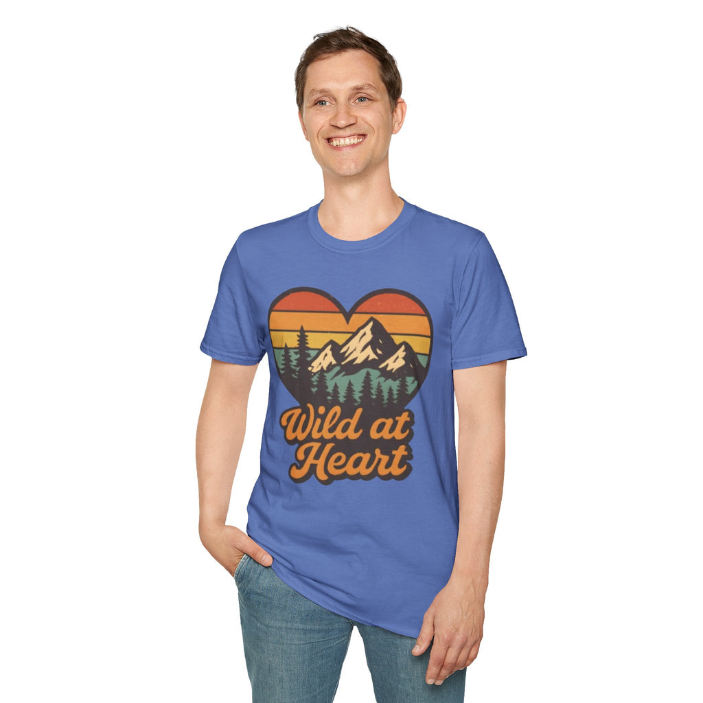 "Wild at Heart" Mountain Heart Retro Sunset Nature Tee Shirt