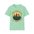 "The Forest Is My Sanctuary" Pines Sunset Graphic Tee Shirt
