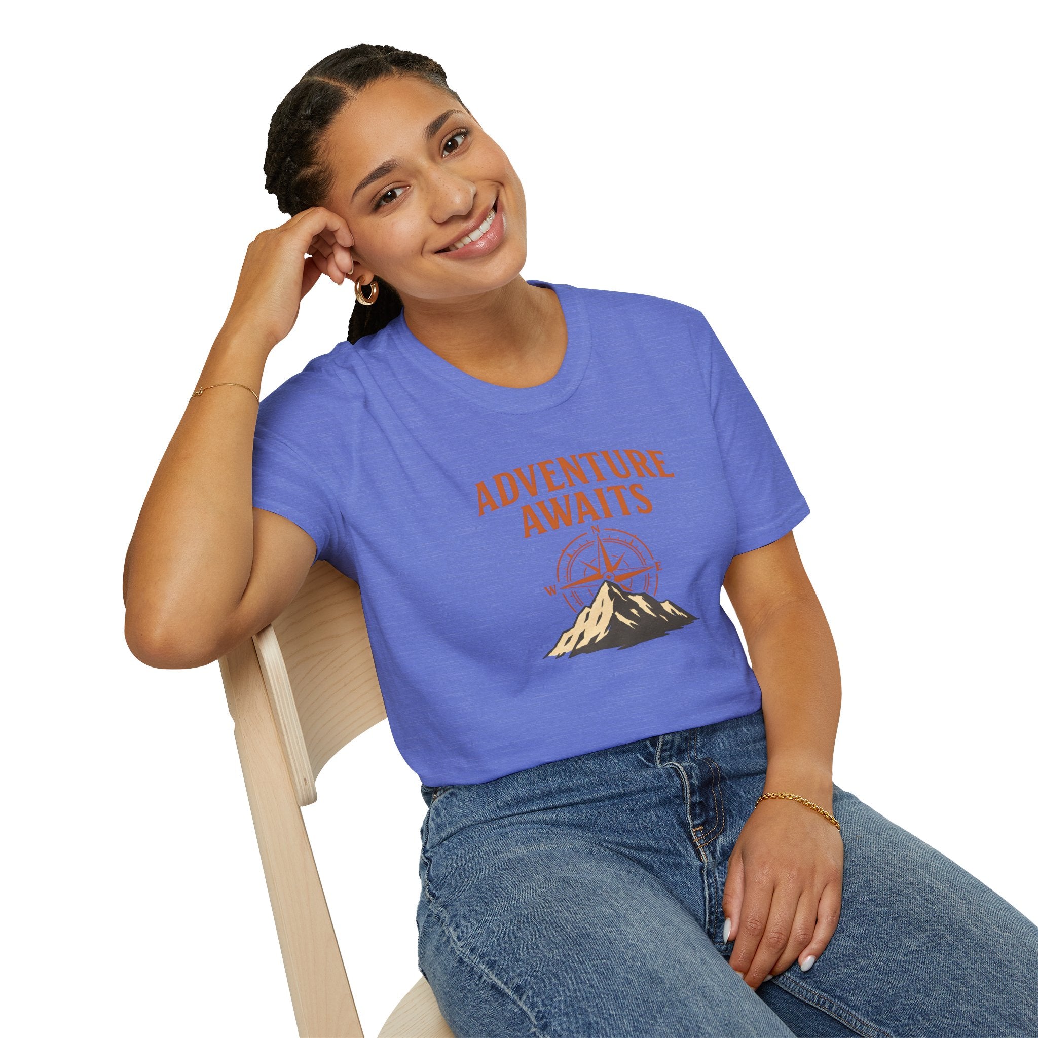 "Adventure Awaits" Compass & Mountain T-Shirt