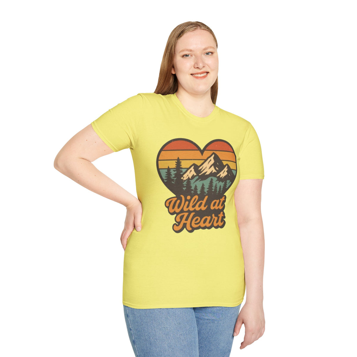 "Wild at Heart" Mountain Heart Retro Sunset Nature Tee Shirt