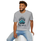 "Stay Wild" Bear Footprint Mountain Emblem T-Shirt