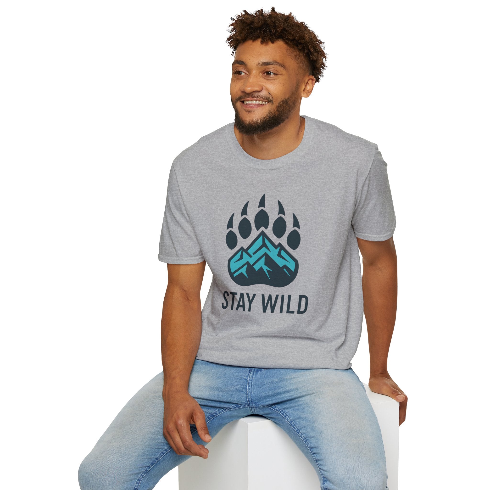 "Stay Wild" Bear Footprint Mountain Emblem T-Shirt
