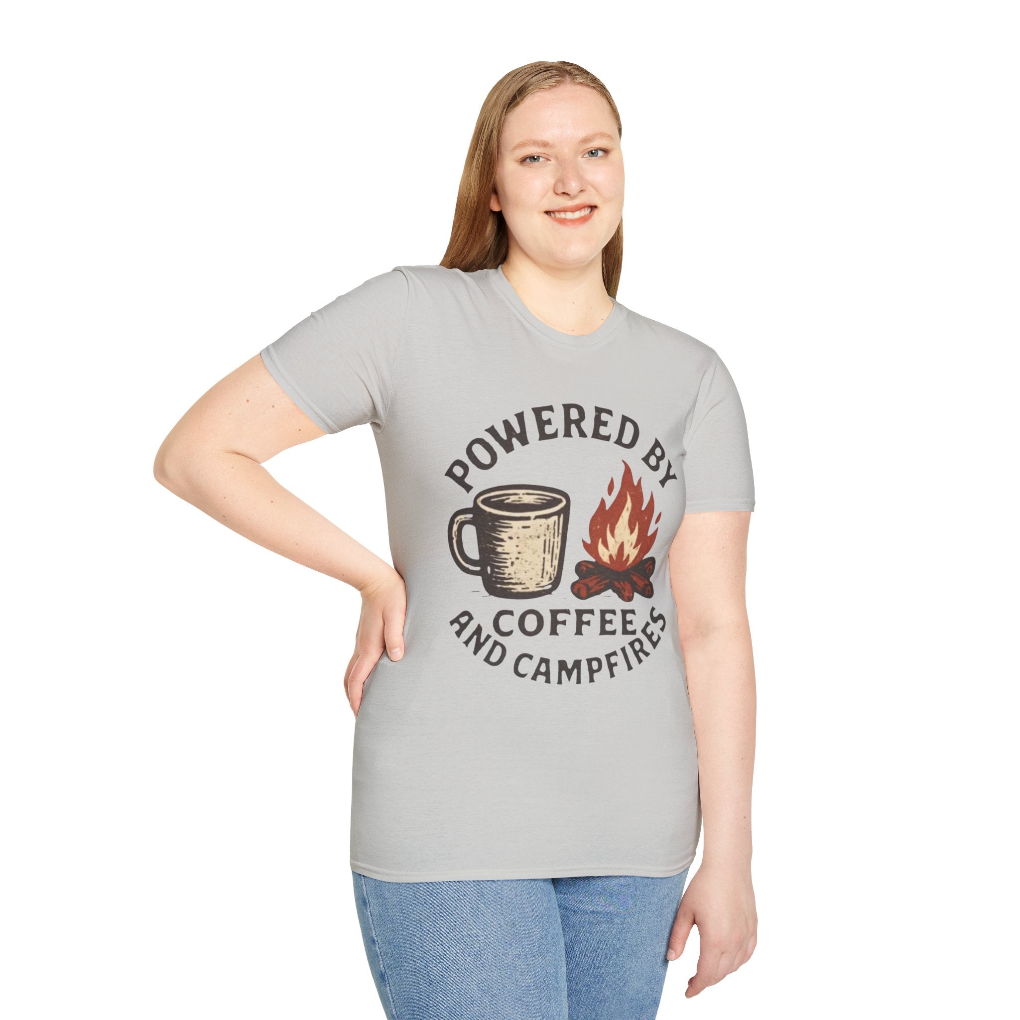 Powered By Coffee And Campfires Vintage Camping T-Shirt