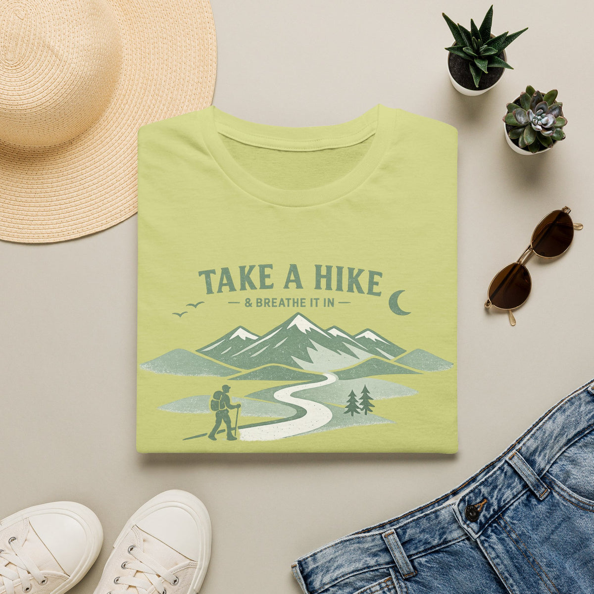 "Take A Hike & Breathe It In" Outdoor Hiking Graphic Tee