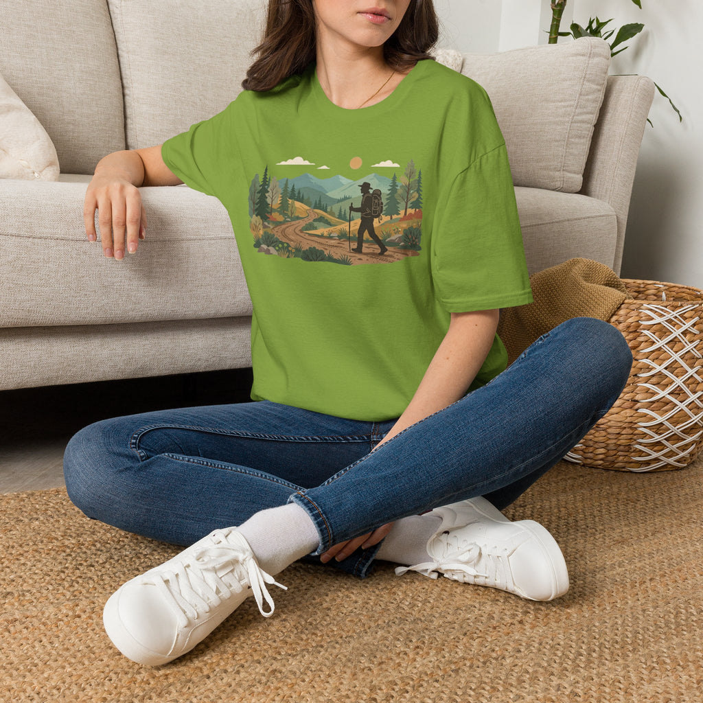 Hiker Mountain Sunset T-Shirt — Scenic Trail Adventure Tee