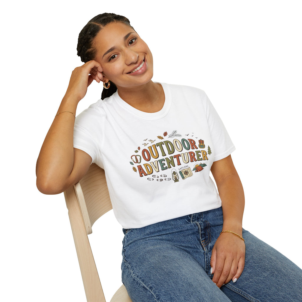 "Outdoor Adventurer" T‑Shirt Camping, Hiking & Exploration Graphic Tee Shirt