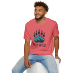 "Stay Wild" Bear Footprint Mountain Emblem T-Shirt