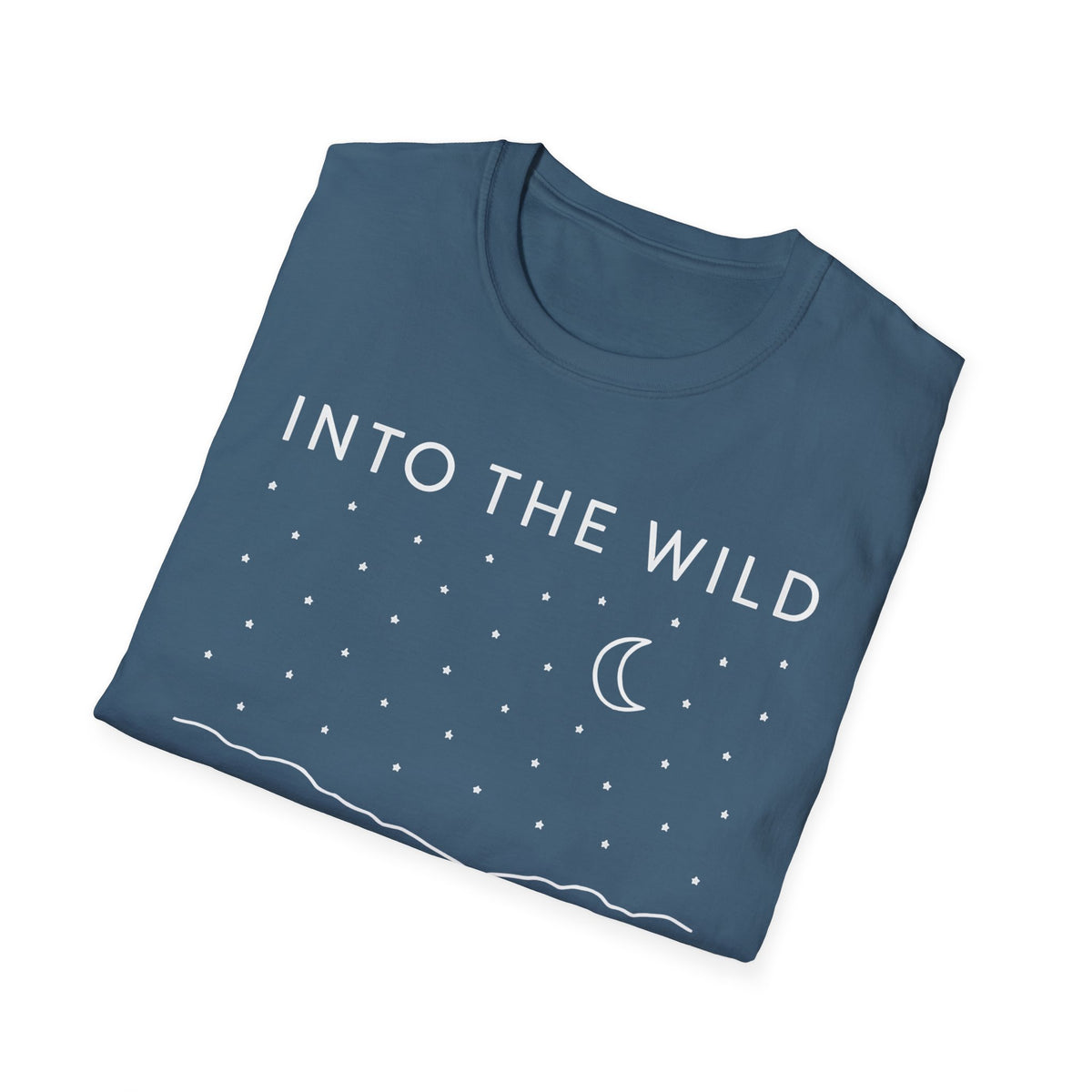 Into The Wild Canoe T-Shirt - Minimal Night Sky Lake Camping Tee