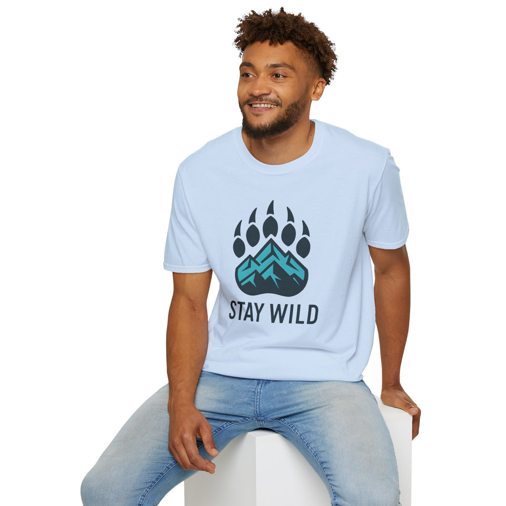 "Stay Wild" Bear Footprint Mountain Emblem T-Shirt