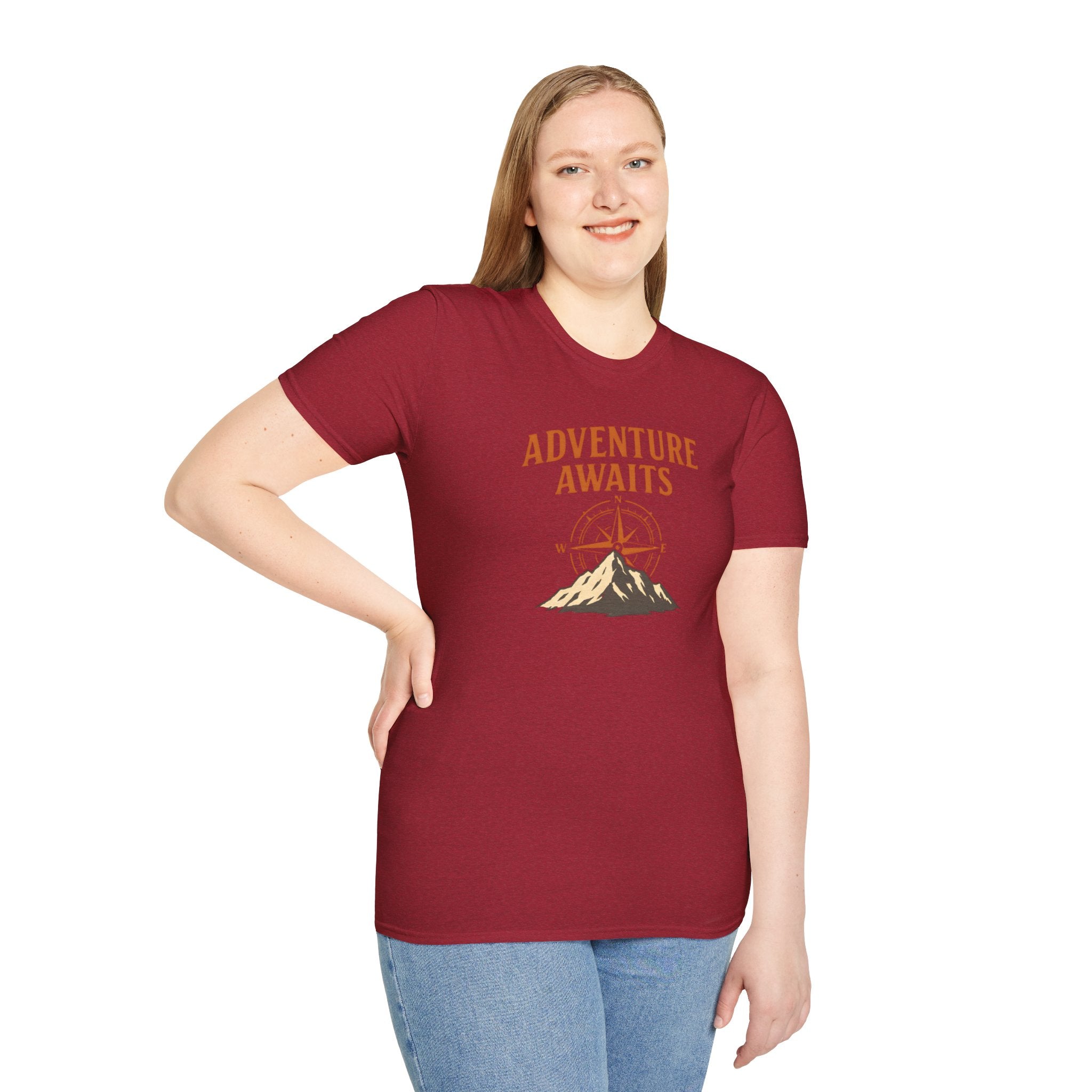 "Adventure Awaits" Compass & Mountain T-Shirt