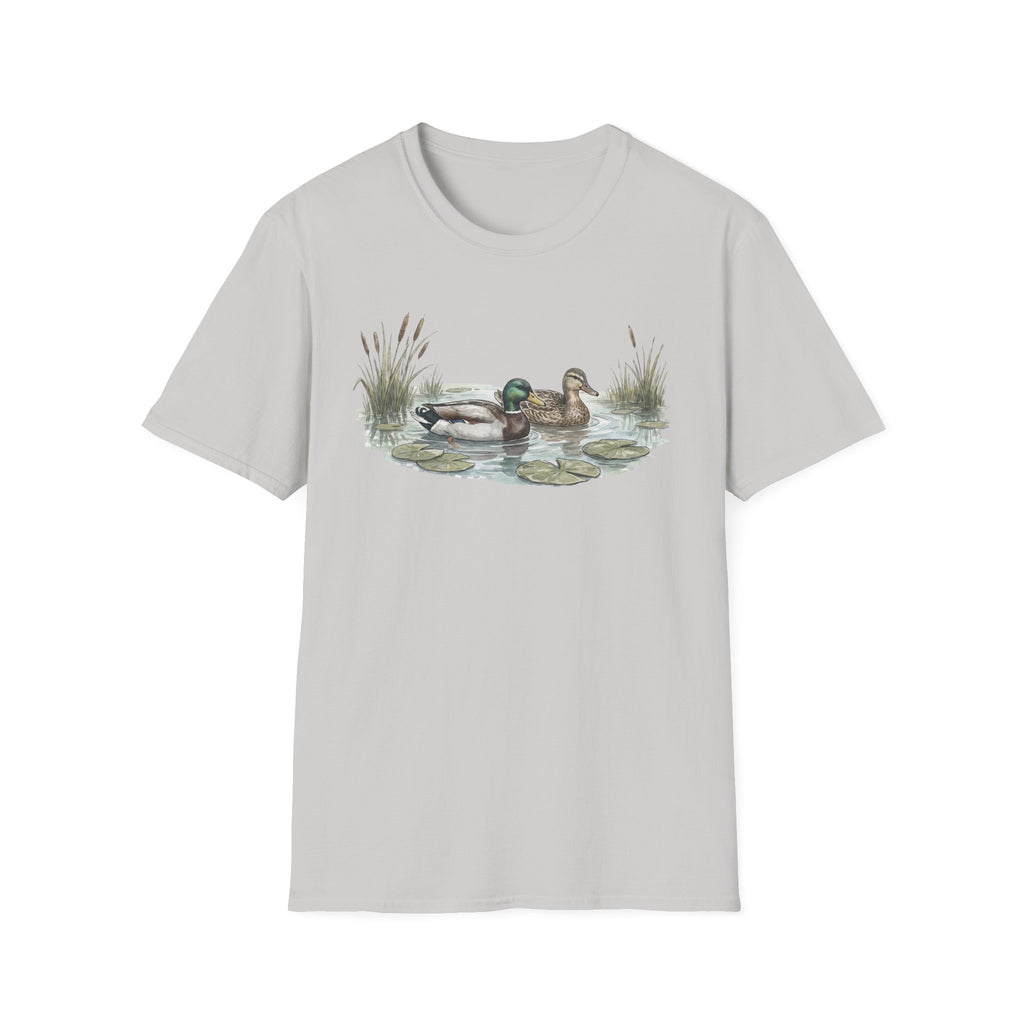 Duck Pair T-Shirt — Watercolor Mallard Ducks on Pond Nature Tee