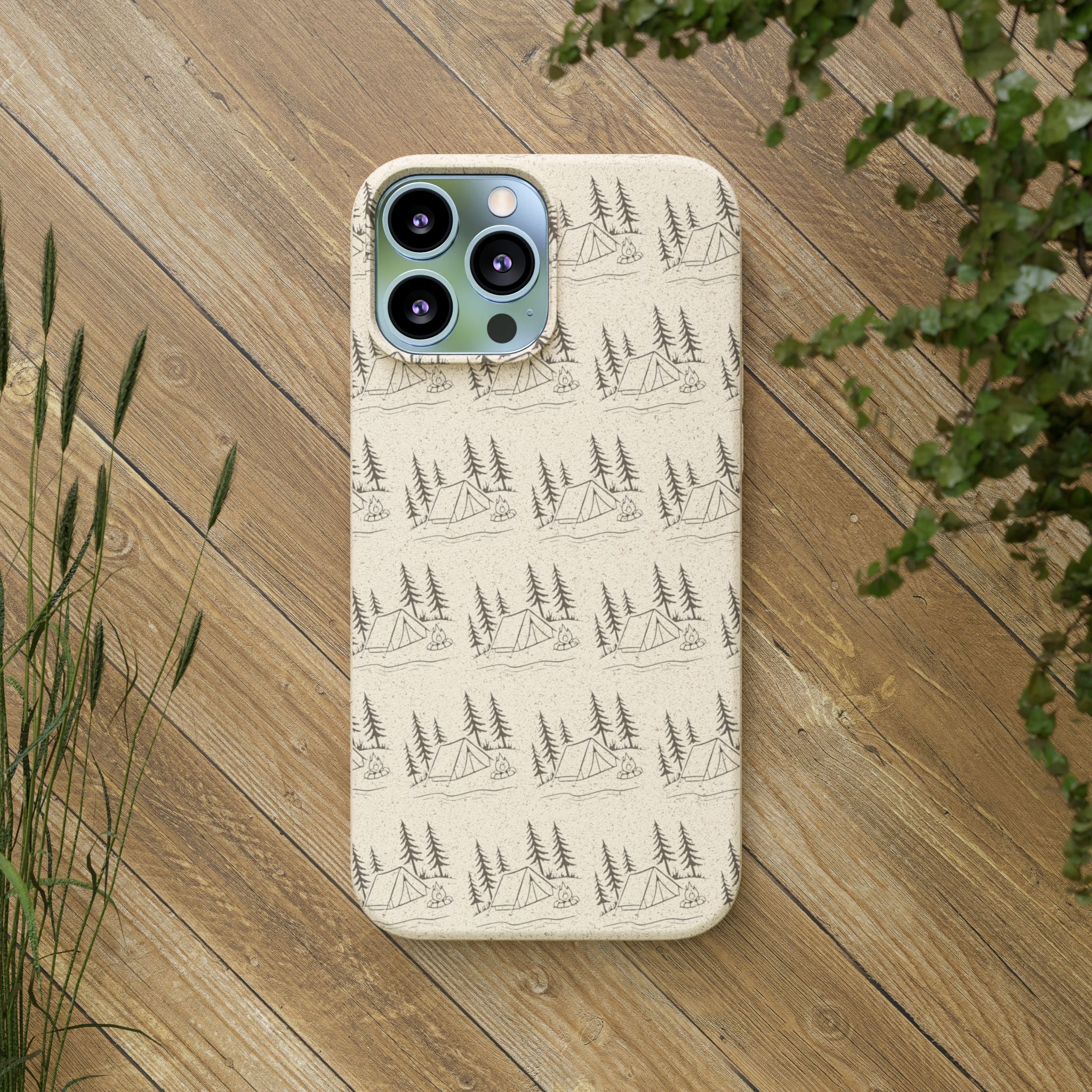 Biodegradable Phone Case — Eco-Friendly Forest Sketch Pattern