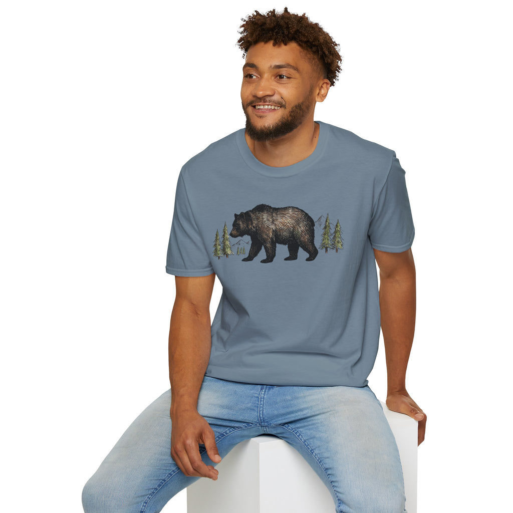 Bear & Forest T‑Shirt - Rustic Woodland Graphic Tee