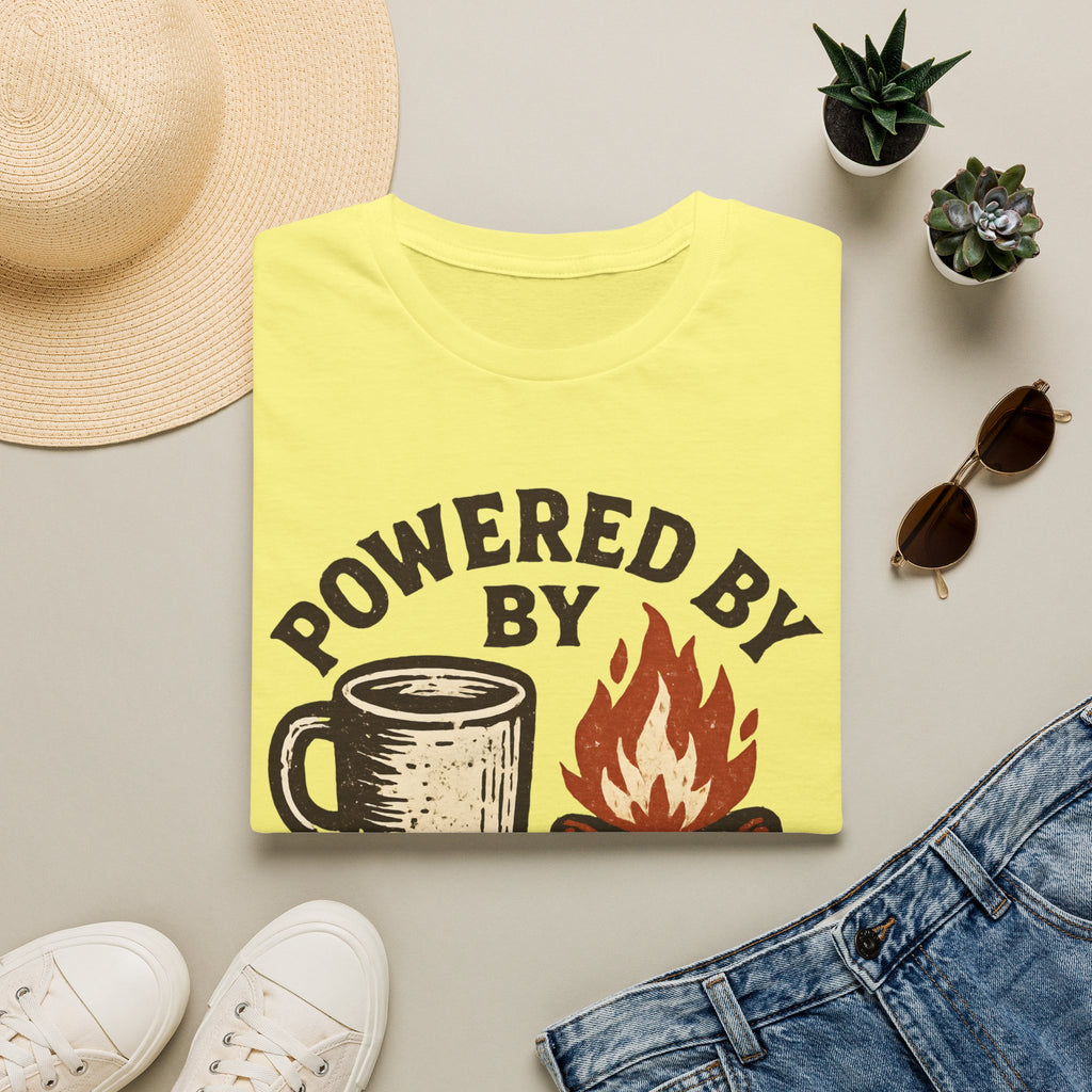 Powered By Coffee And Campfires Vintage Camping T-Shirt