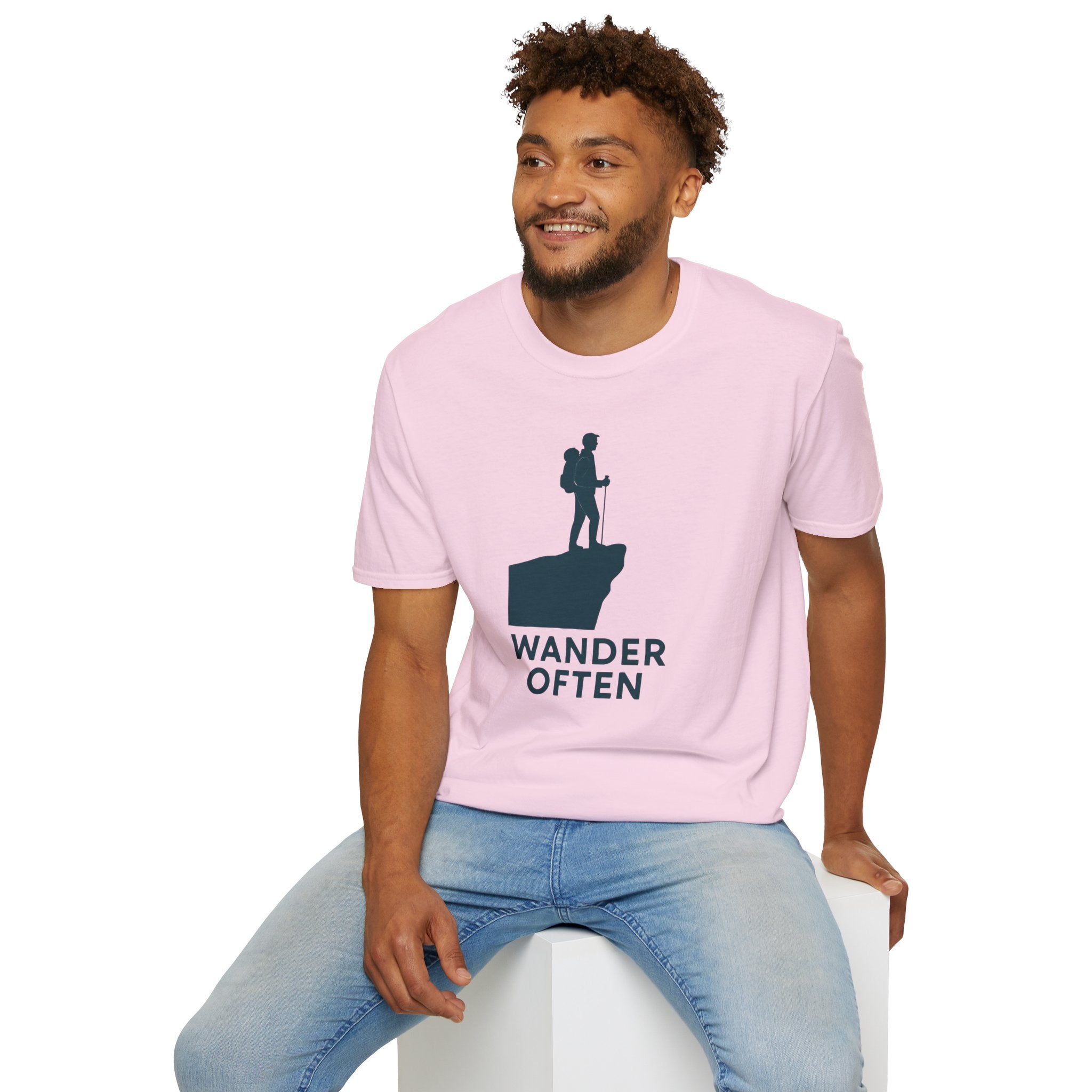 "Wander Often" Hiker on Cliff T-Shirt