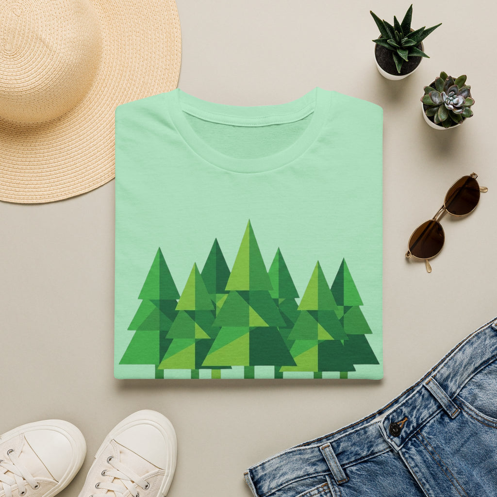 Forest Graphic T-Shirt — Minimal Green Pine Trees Tee