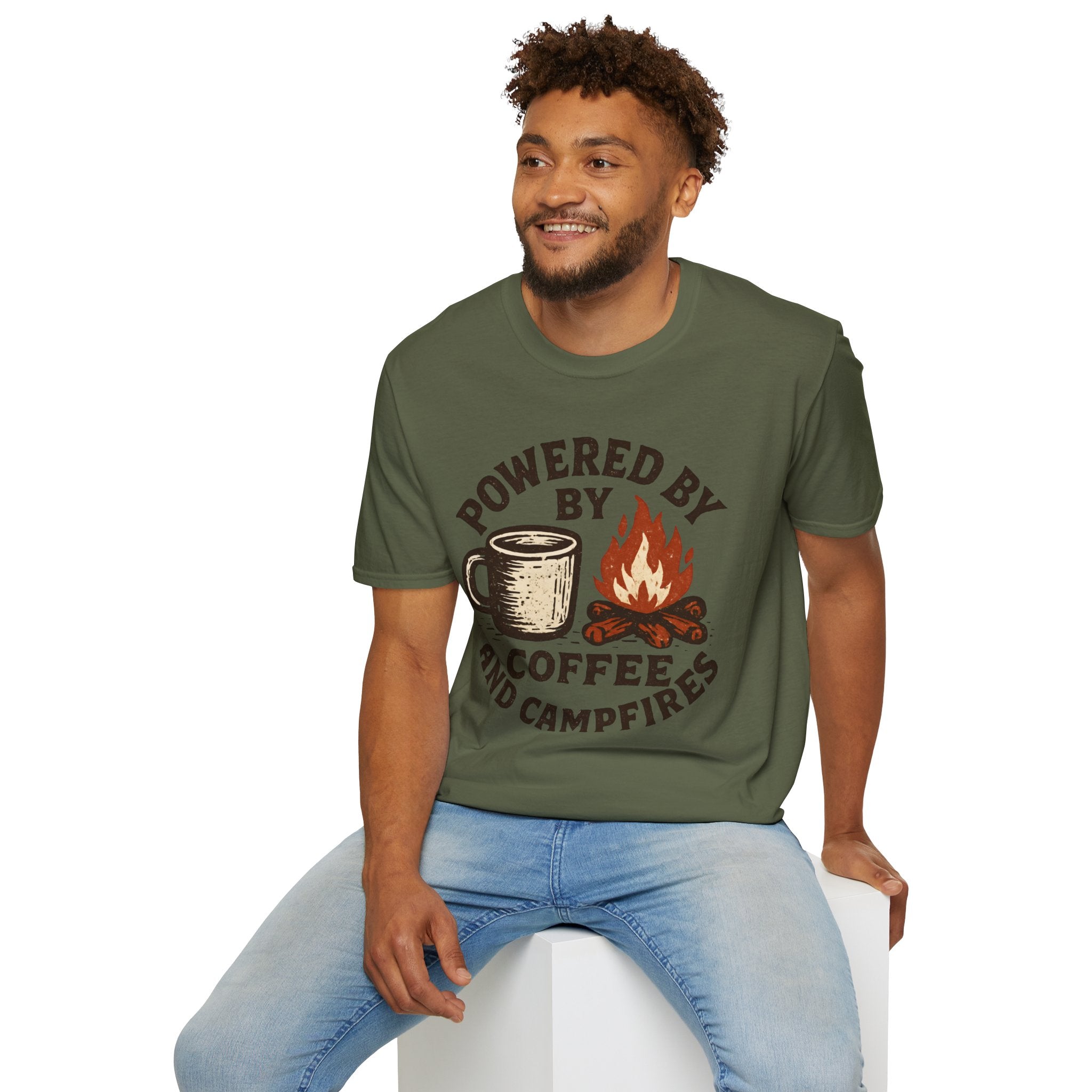 Powered By Coffee And Campfires Vintage Camping T-Shirt