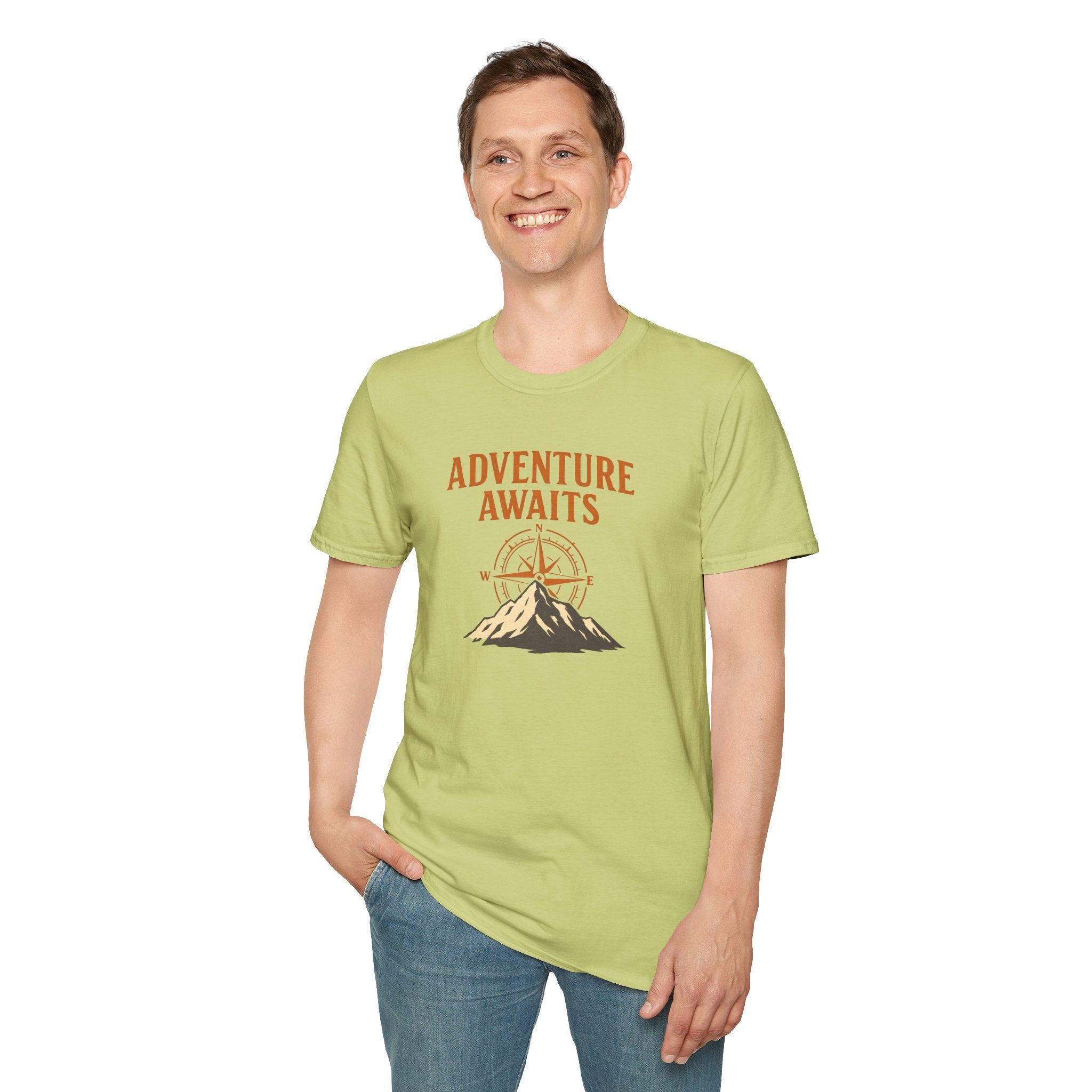 "Adventure Awaits" Compass & Mountain T-Shirt
