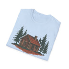 Vintage Cozy Cabin T-Shirt — Faded Pine Tree Cabin Tee