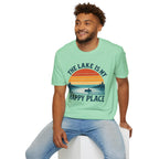 "The Lake Is My Happy Place" Canoe On The Lake At Sunset T-Shirt