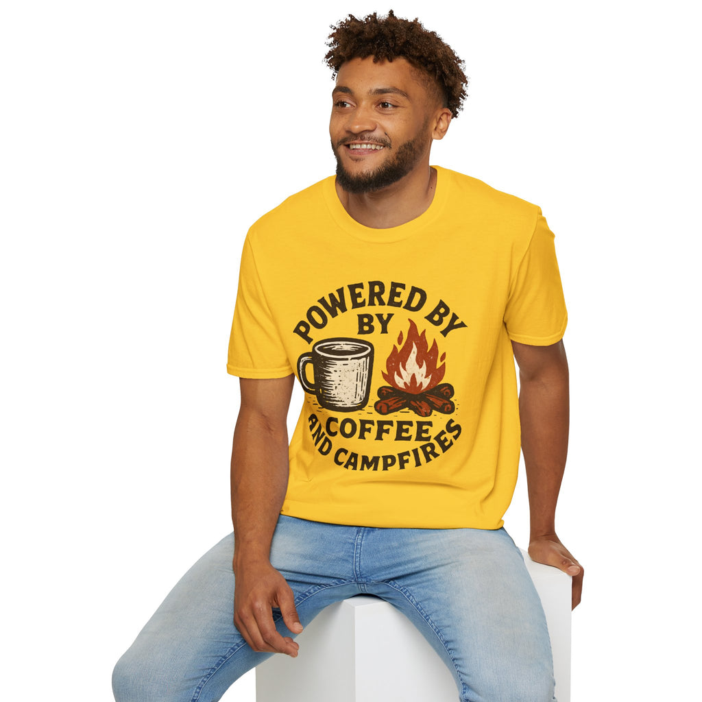 Powered By Coffee And Campfires Vintage Camping T-Shirt